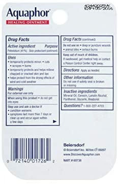 Aquaphor Healing Ointment Advanced Therapy Skin Protectant 0.25 oz (Pack of 4)
