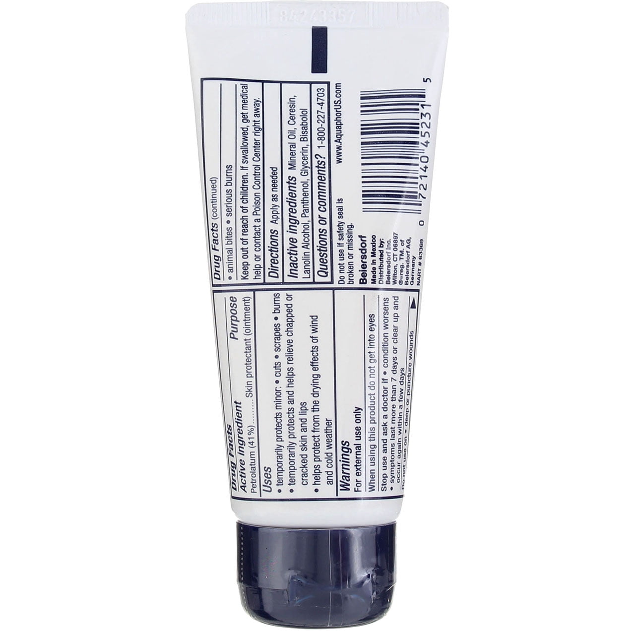Aquaphor Healing Ointment Advanced Therapy Skin Protectant for Dry Cracked Irritated Skin, 1.75 oz Tube