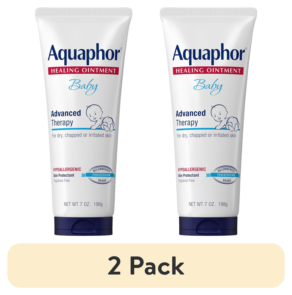 (2 pack) Aquaphor Baby Healing Ointment for Teething, Drool and Diaper Rash, Hypoallergenic, 7 oz