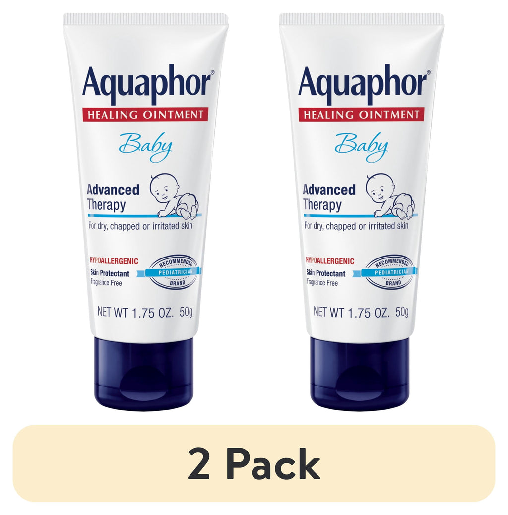 (2 pack) Aquaphor Baby Healing Ointment for Teething, Drool and Diaper Rash Cream, Travel Size, 1.75 oz