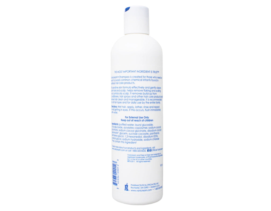 Vanicream Free & Clear Dermatologist Tested, Non-Irritating for Sensitive Skin, Cleansing Adult Daily Shampoo, Unscented, 12 fl oz