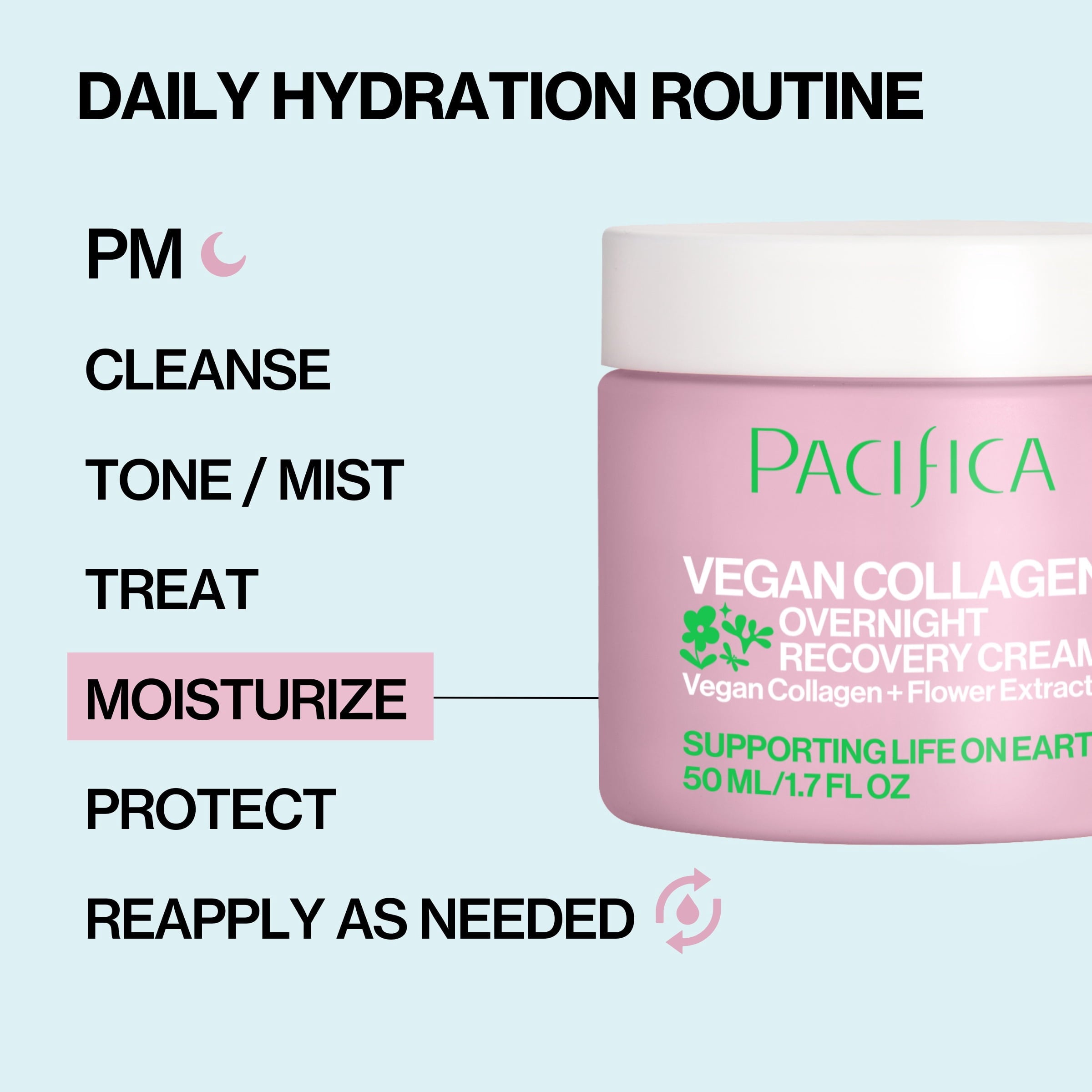 Pacifica Vegan Collagen Overnight Recovery Cream Nourishing Facial Moisturizer for All and Aging Skin, 1.7 fl oz