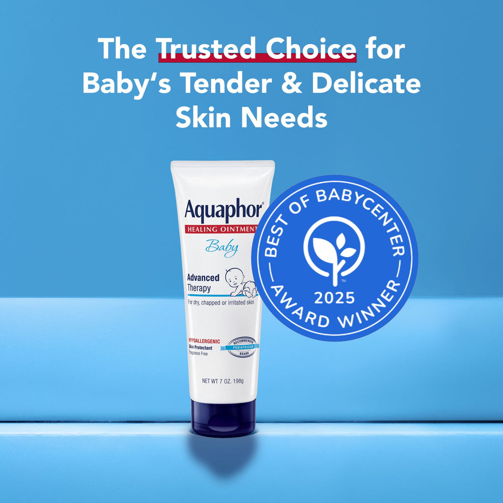 (2 pack) Aquaphor Baby Healing Ointment for Teething, Drool and Diaper Rash, Hypoallergenic, 7 oz