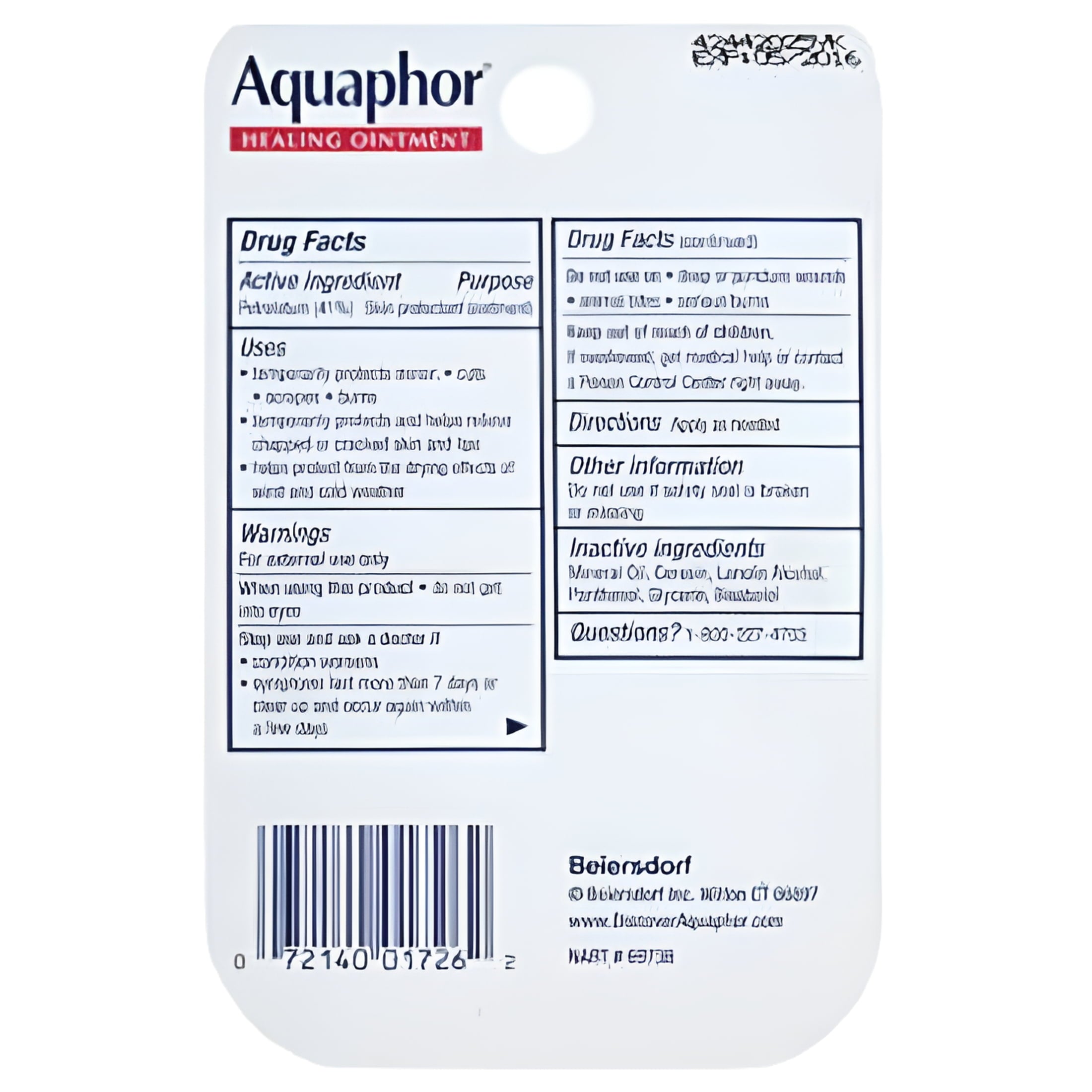 Aquaphor Healing Ointment, Travel Size, 0.25 oz