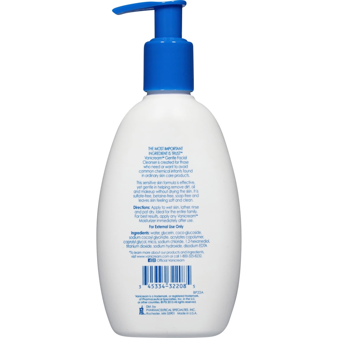 Vanicream Gentle Facial Cleanser for Sensitive Skin, 8 fl oz