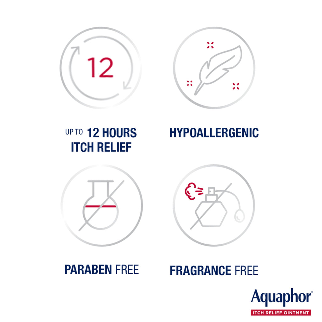 Aquaphor Itch Relief Ointment, Hydrocortisone Anti-Itch Cream, Fast-Acting, 1 oz
