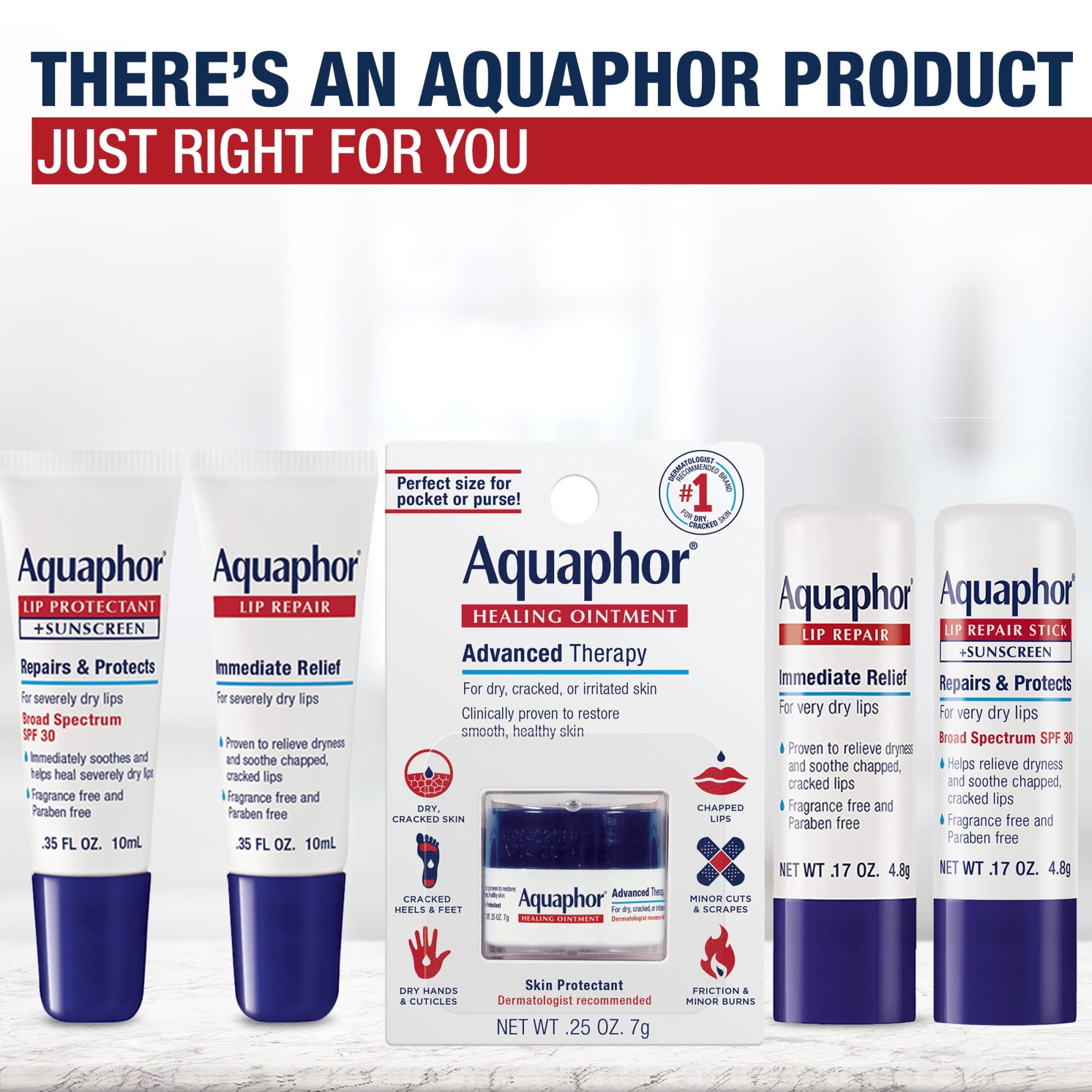 Aquaphor Lip Ointment, Lip Balm with Shea Butter, 0.35 fl oz, 2 Pack