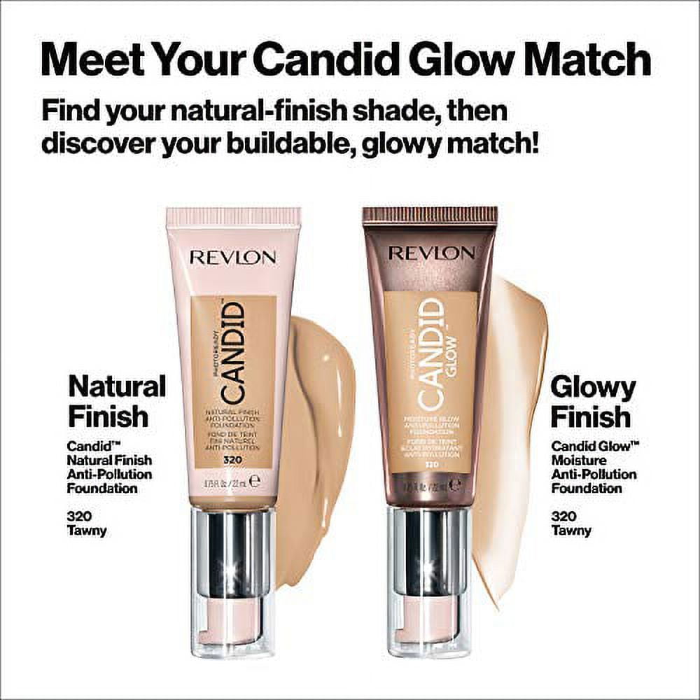 Revlon PhotoReady Candid Glow Moisture Glow Anti-Pollution Foundation, 320 Tawny, 0.75 fl oz