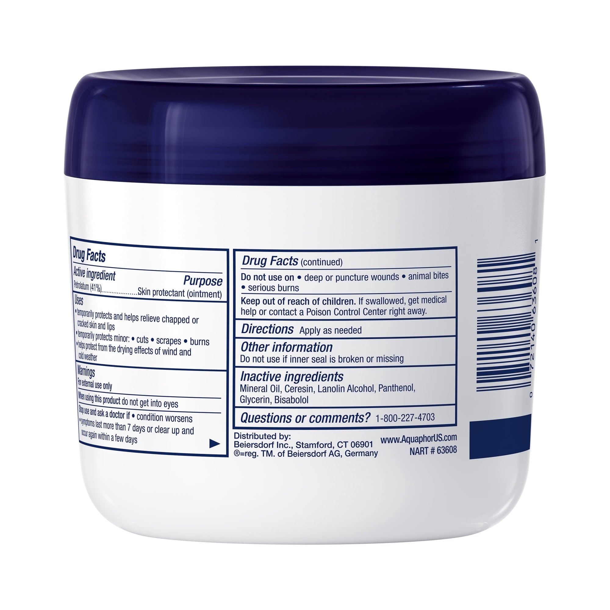 Aquaphor Healing Ointment - Moisturizing Skin Protectant for Dry Cracked Hands, Heels and Elbows - 14 oz. Jar