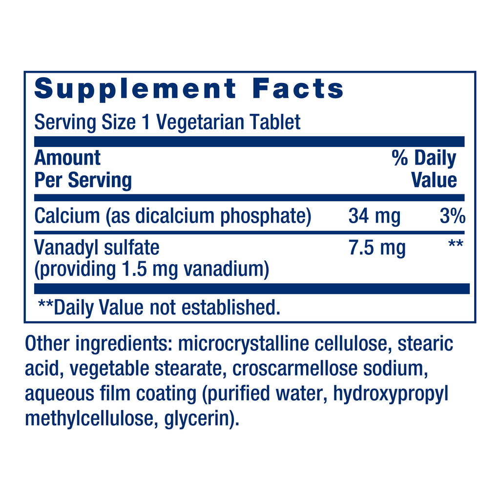 Life Extension Vanadyl Sulfate, trace mineral, vanadium, healthy glycemic balance, healthy metabolism, hormone function, Gluten-Free, Non-GMO, Vegetarian – 100 Tablets