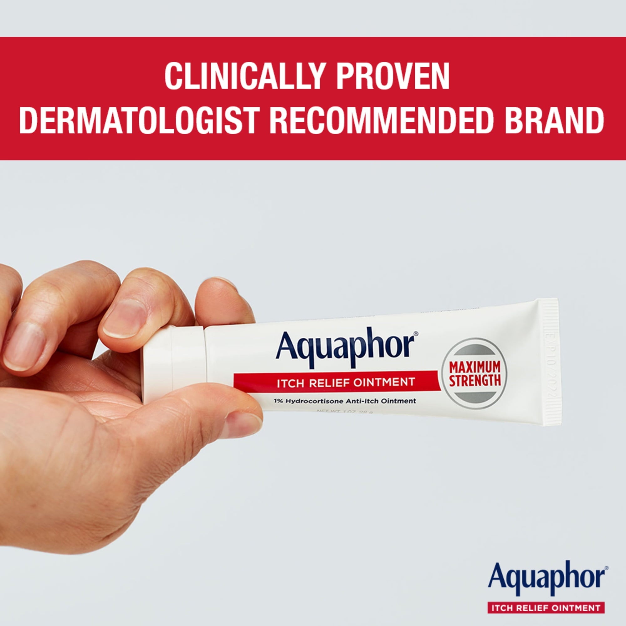 Aquaphor Itch Relief Ointment, Hydrocortisone Anti-Itch Cream, Fast-Acting, 2 oz