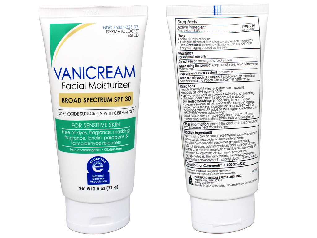 6 Pack - Vanicream Facial Moisturizer with SPF 30, Sunscreen with Ceramides, for Sensitive Skin, 2.5 OZ