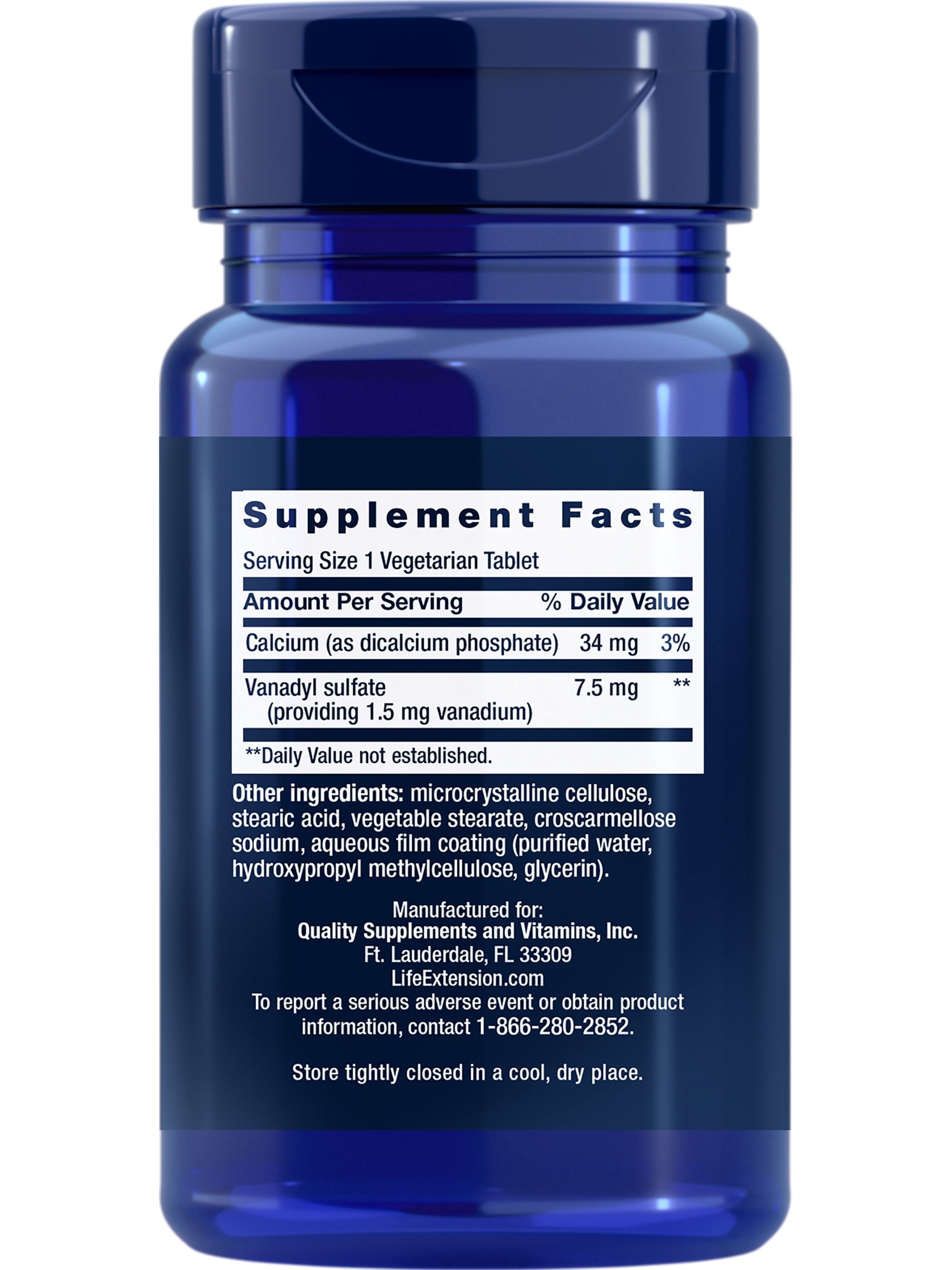 Life Extension Vanadyl Sulfate, trace mineral, vanadium, healthy glycemic balance, healthy metabolism, hormone function, Gluten-Free, Non-GMO, Vegetarian – 100 Tablets
