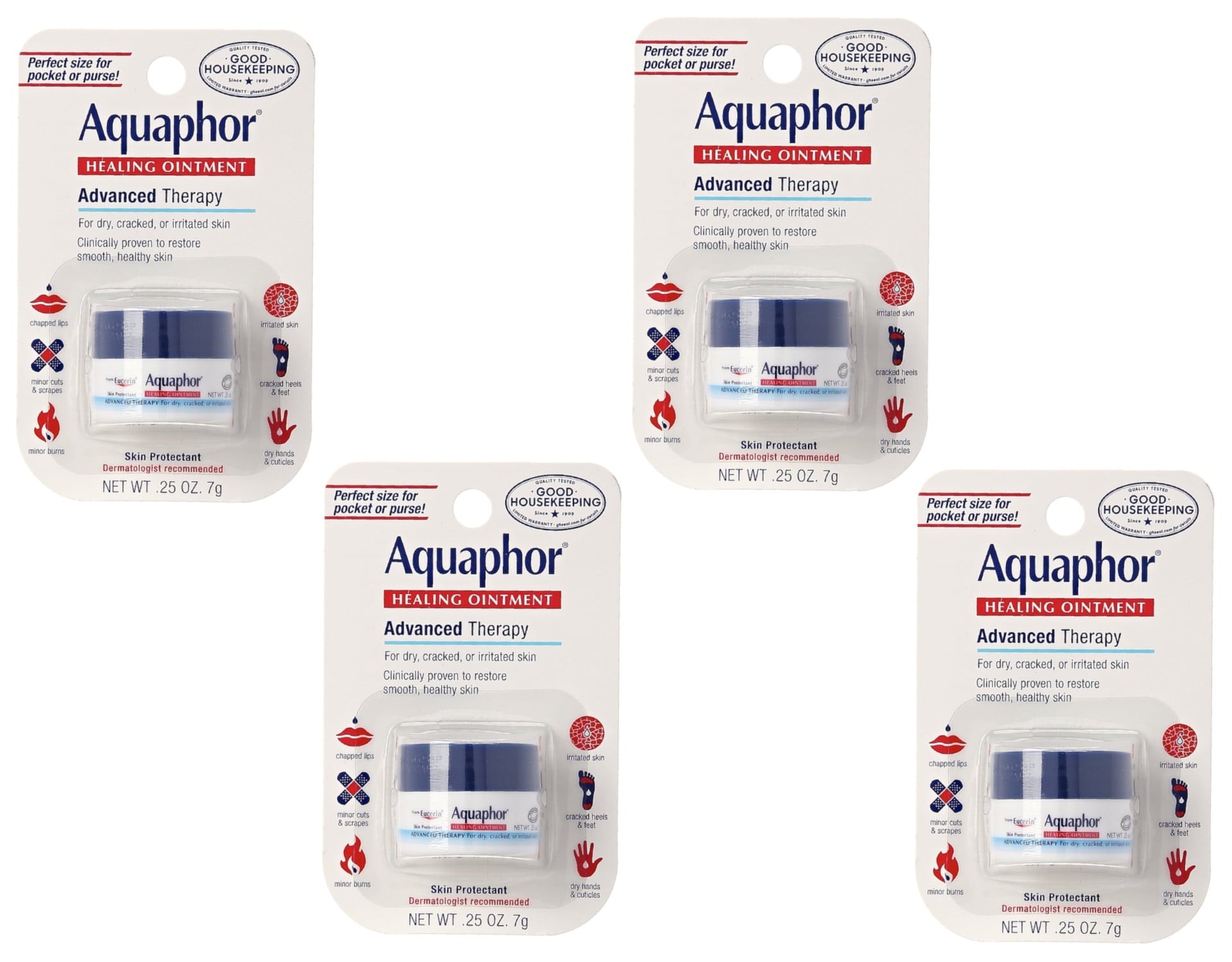 Aquaphor Healing Ointment Advanced Therapy Skin Protectant 0.25 oz (Pack of 4)