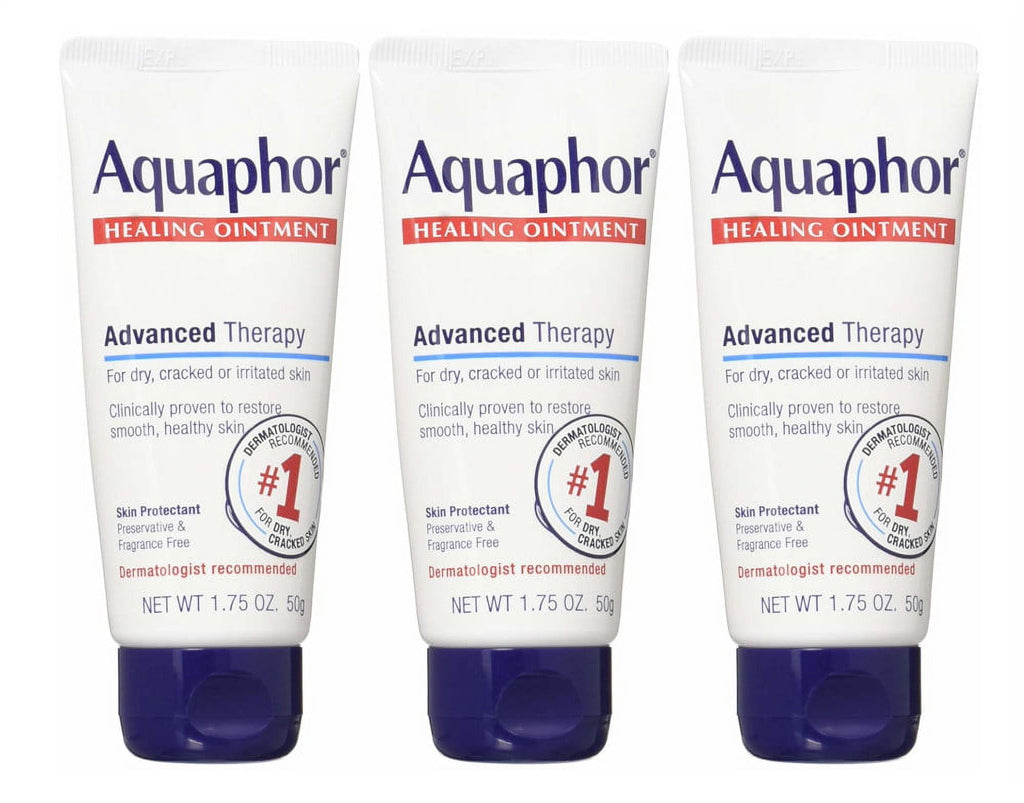 Aquaphor Healing Ointment - Travel Size Protectant for Cracked Skin - Dry Hands, Heels, Elbows, Lips, 1.75 Oz (Pack of 3) - Packaging May Vary