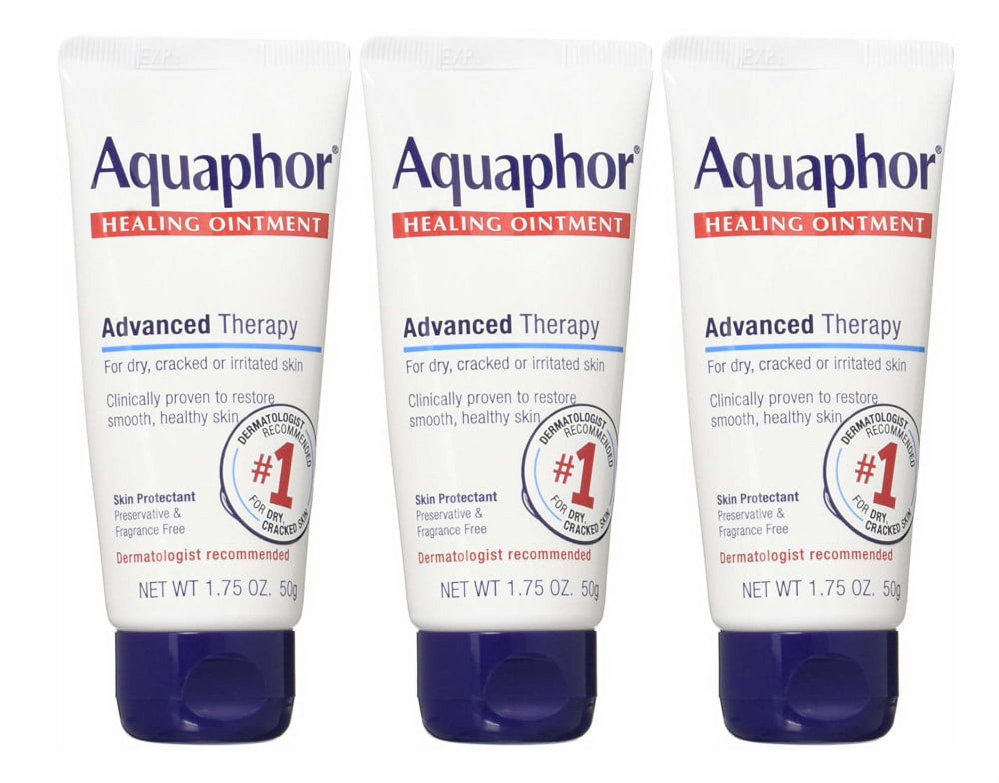 Aquaphor Healing Ointment - Travel Size Protectant for Cracked Skin - Dry Hands, Heels, Elbows, Lips, 1.75 Oz (Pack of 3) - Packaging May Vary