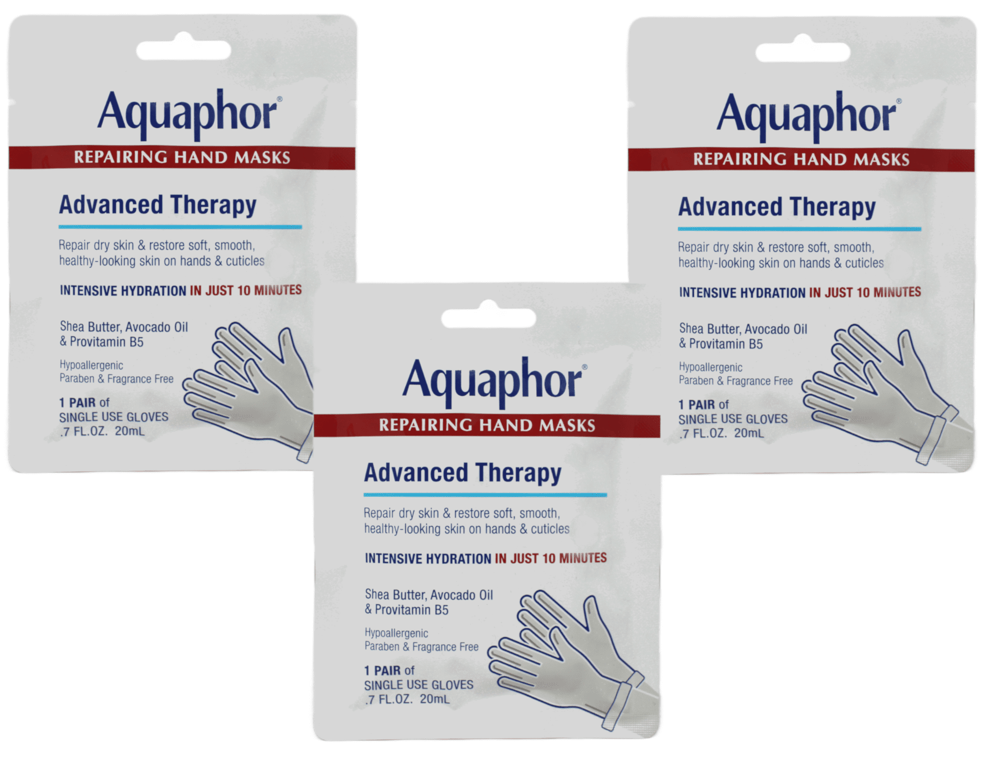 Aquaphor Repairing Hand Mask Advanced Threapy Intensive Hydration 3 Pairs