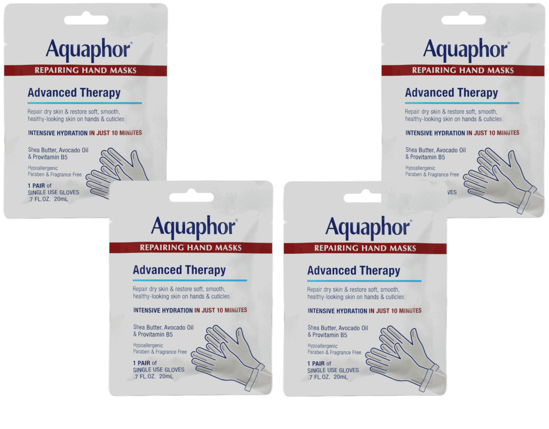 Aquaphor Repairing Hand Mask Advanced Threapy Intensive Hydration 4 Pairs