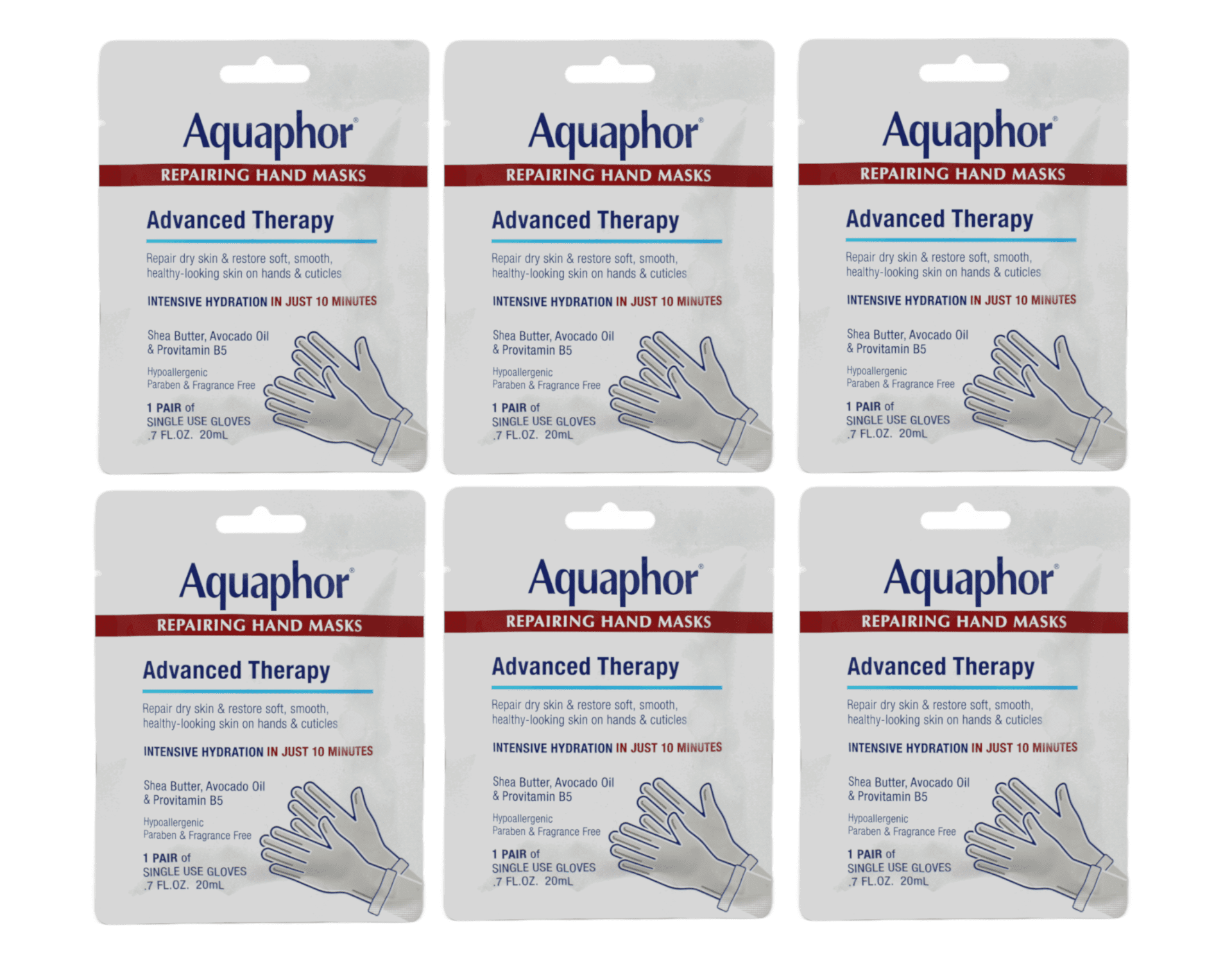 Aquaphor Repairing Hand Mask Advanced Threapy Intensive Hydration 5 Pairs