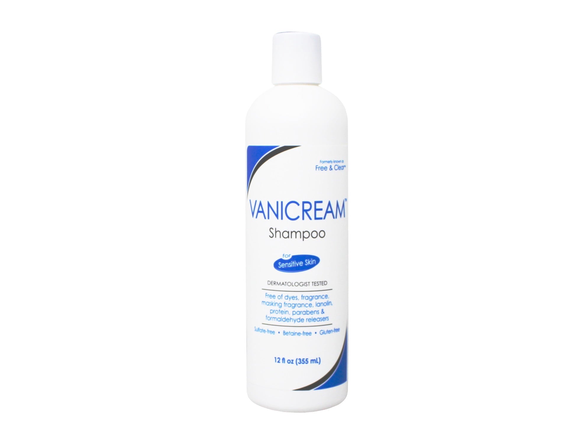 Vanicream Free & Clear Sulfate-Free for Sensitive Skin Adult Daily Shampoo, Fragrance-Free, 12 fl oz