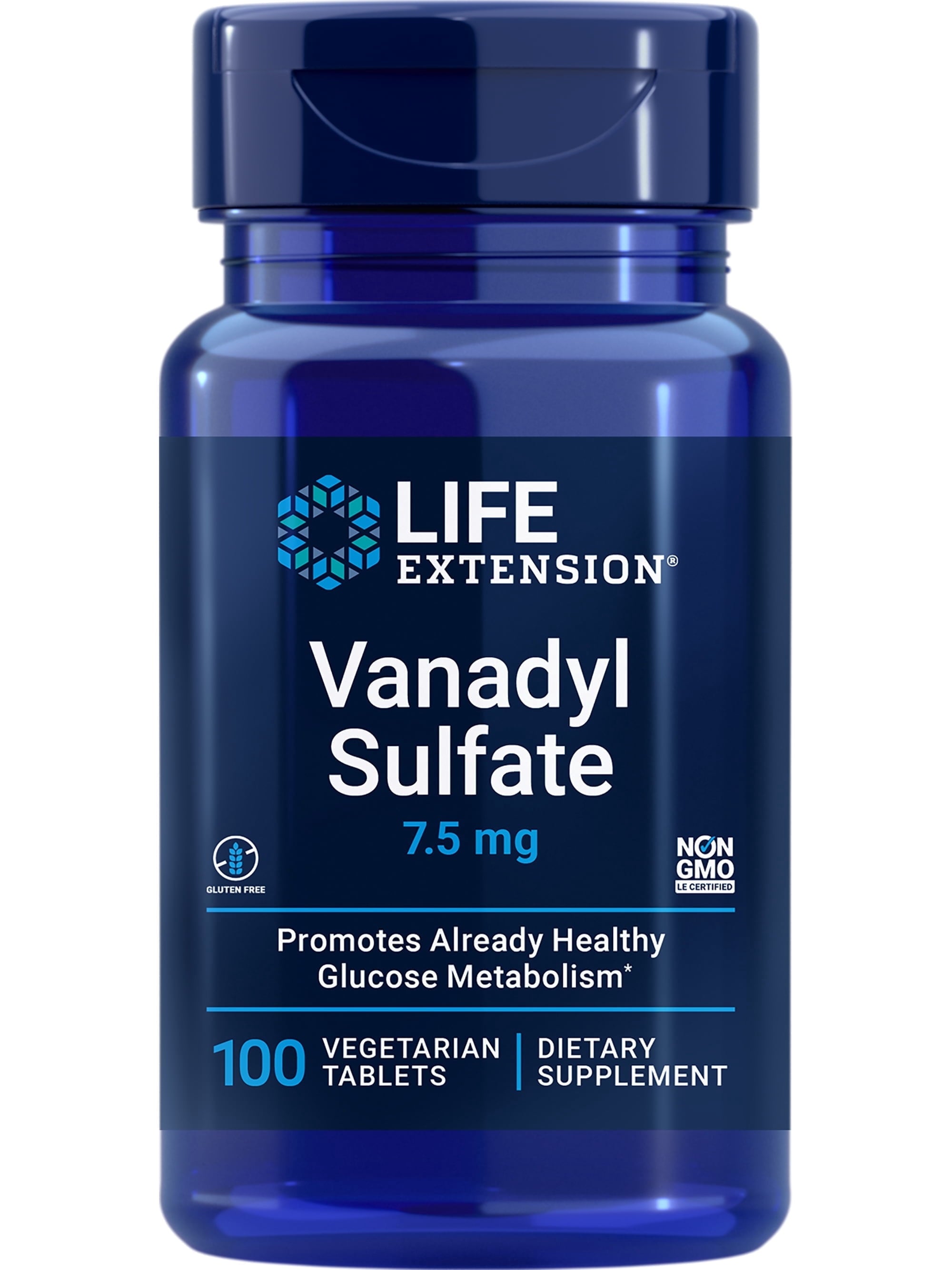 Life Extension Vanadyl Sulfate, trace mineral, vanadium, healthy glycemic balance, healthy metabolism, hormone function, Gluten-Free, Non-GMO, Vegetarian – 100 Tablets