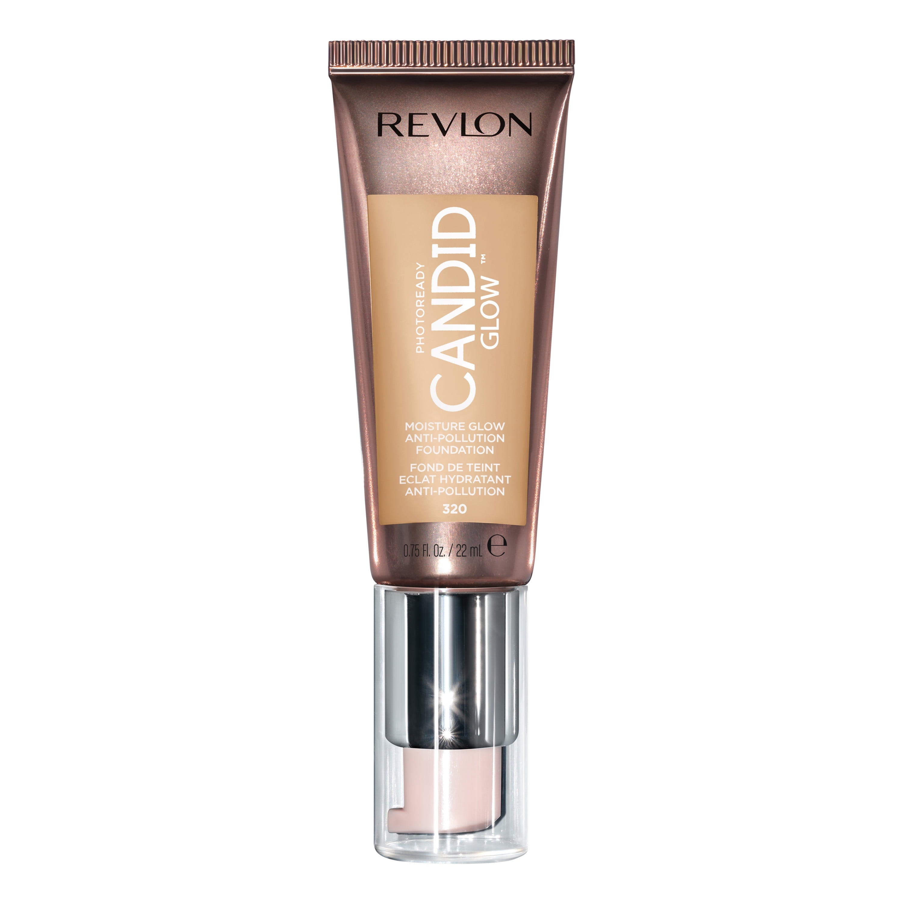 Revlon PhotoReady Candid Glow Moisture Glow Anti-Pollution Foundation, 320 Tawny, 0.75 fl oz
