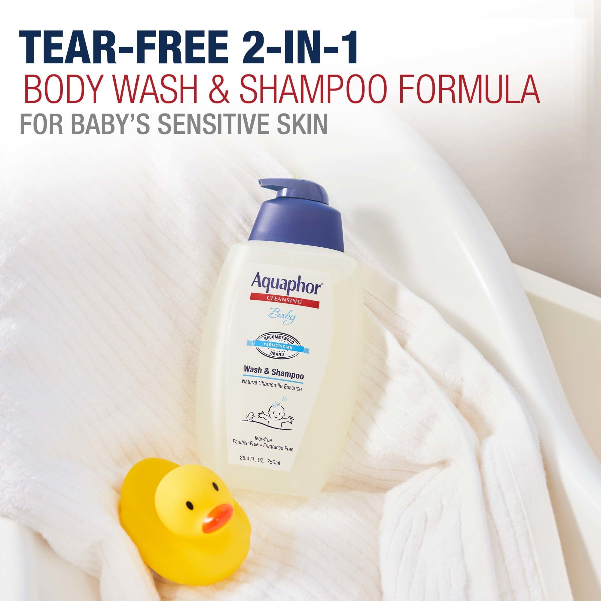Aquaphor Baby Wash & Shampoo, Fragrance Free and Tear Free for Baby's Sensitive Skin, 25.4 fl oz