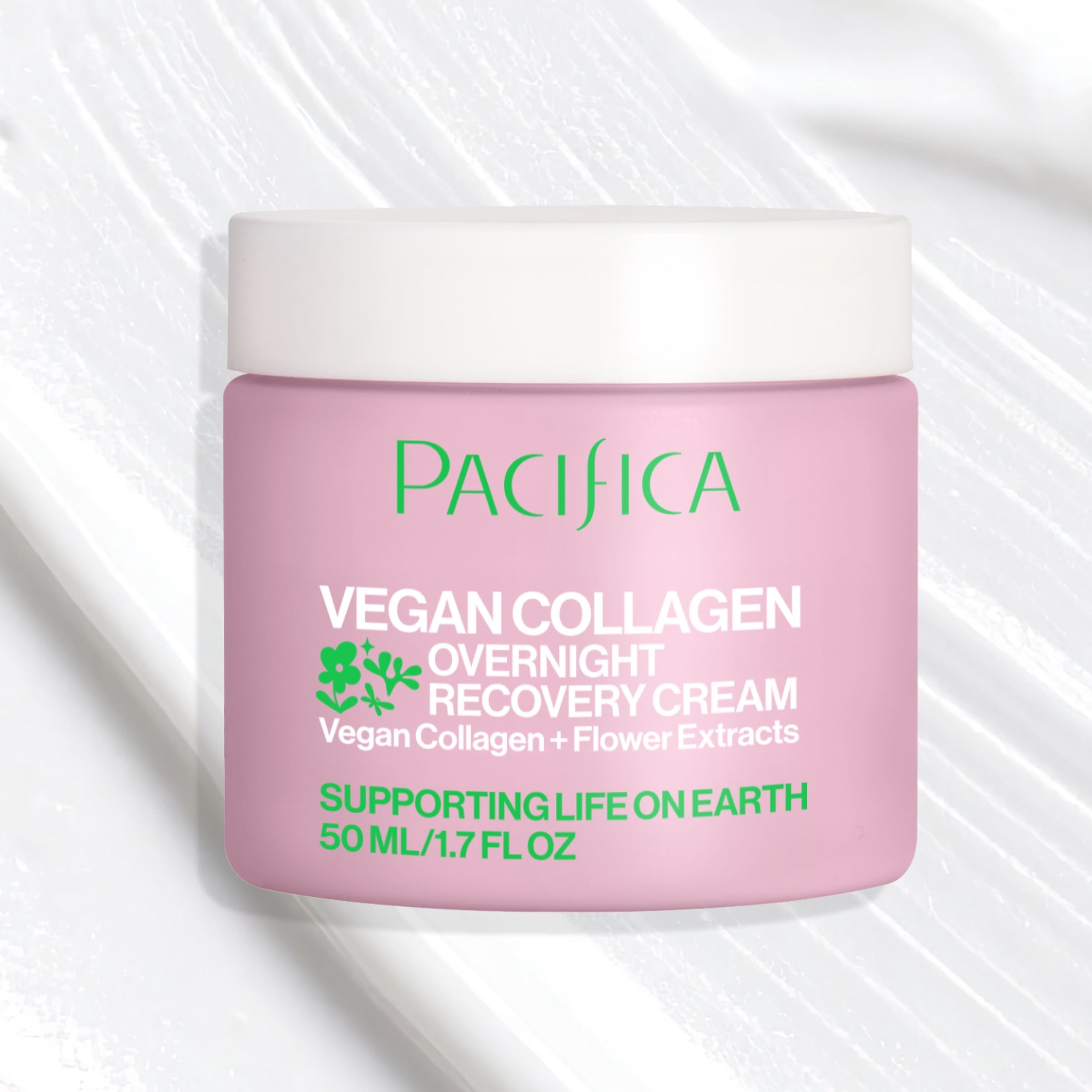 Pacifica Vegan Collagen Overnight Recovery Cream Nourishing Facial Moisturizer for All and Aging Skin, 1.7 fl oz