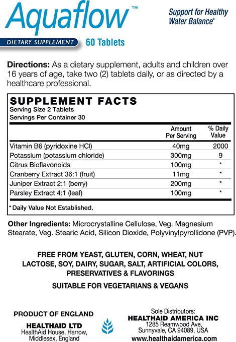 Aquaflow Water Balance Support Tablets – Helps Maintain Healthy Fluid Balance & Reduce Occasional Water Retention – Botanical Blend with Juniper, Parsley & Cranberry – Vegan – 60 Tablets*