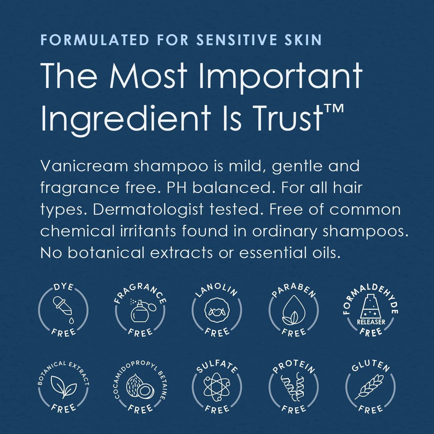 Vanicream Free & Clear Dermatologist Tested, Non-Irritating for Sensitive Skin, Cleansing Adult Daily Shampoo, Unscented, 12 fl oz