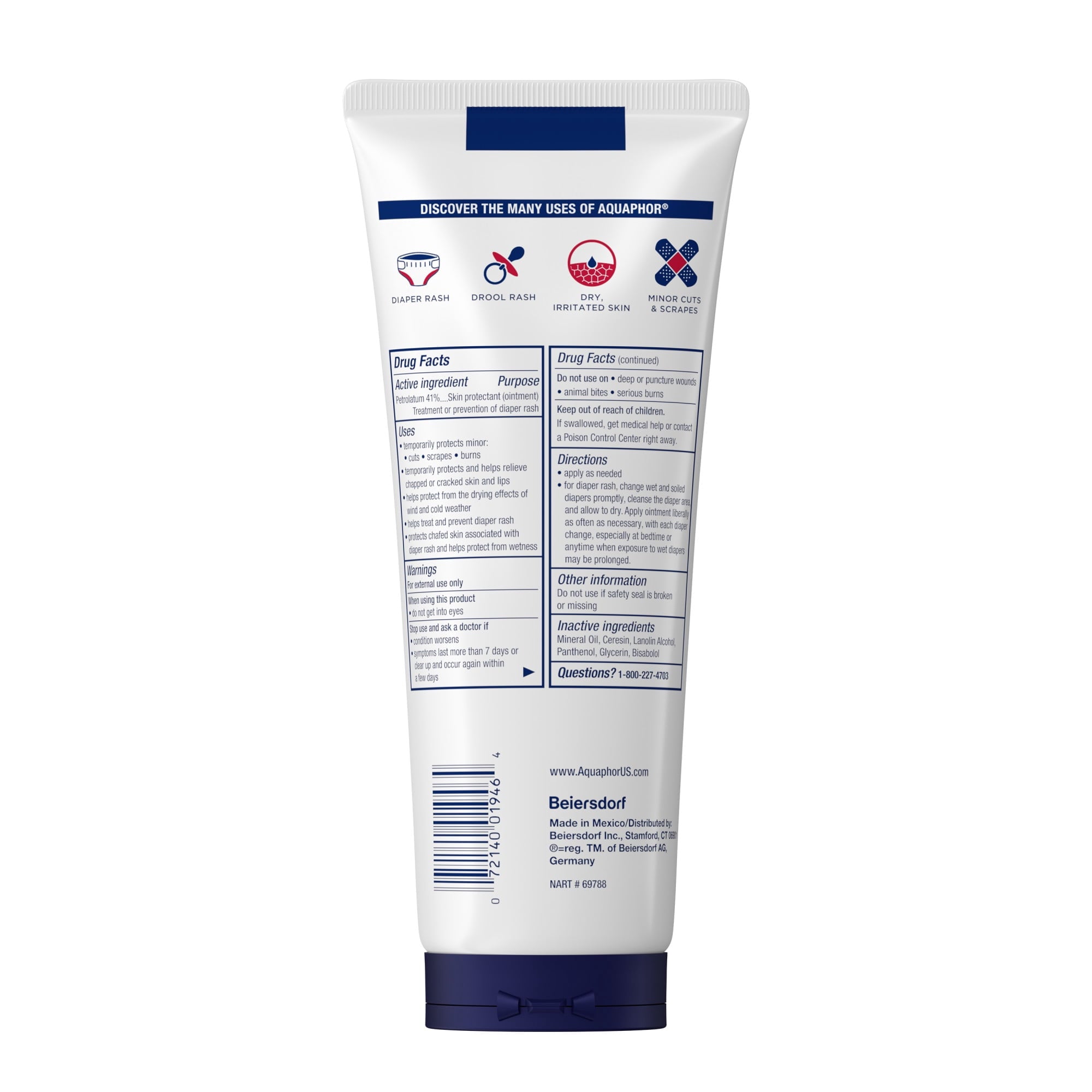 (2 pack) Aquaphor Baby Healing Ointment for Teething, Drool and Diaper Rash, Hypoallergenic, 7 oz