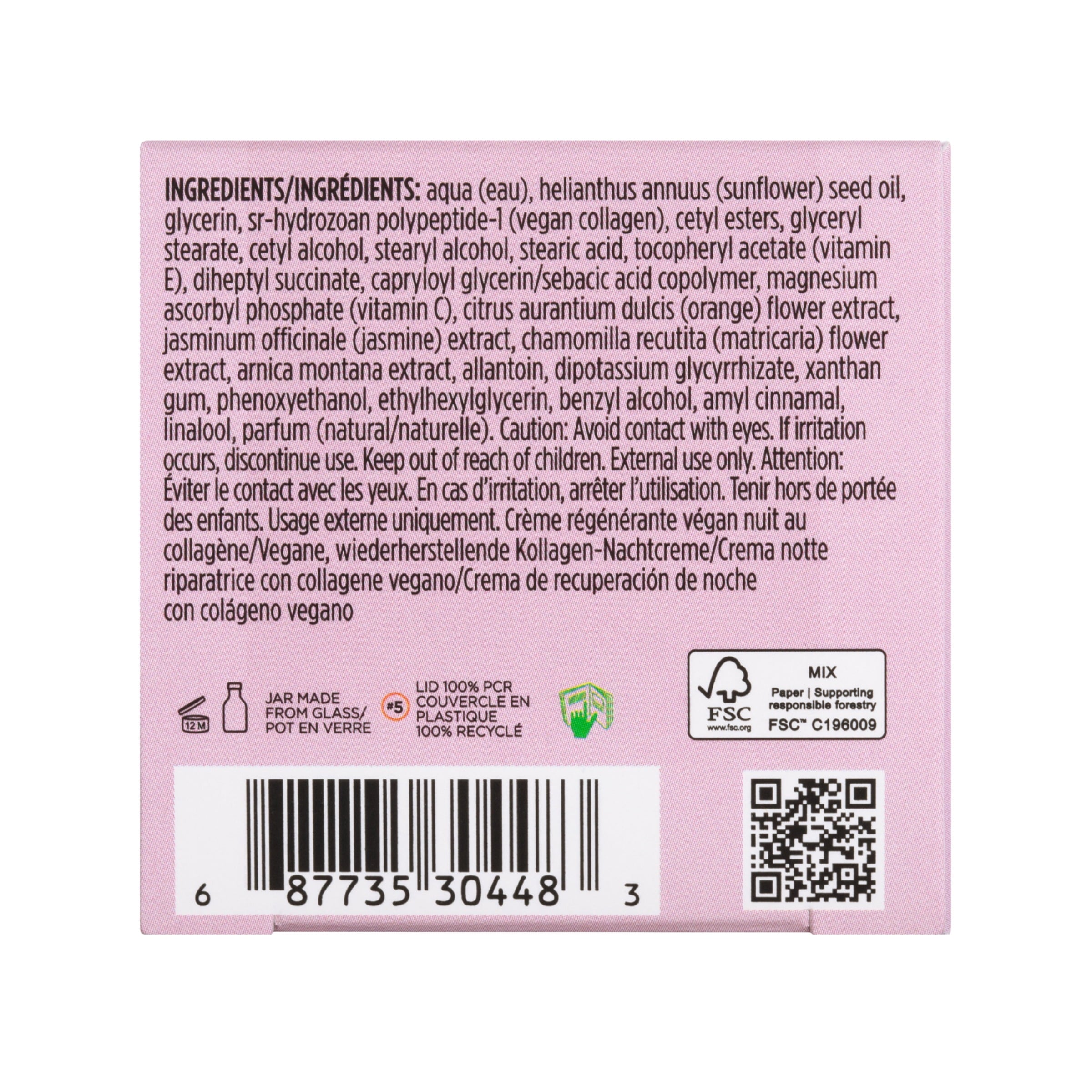Pacifica Vegan Collagen Overnight Recovery Cream Nourishing Facial Moisturizer for All and Aging Skin, 1.7 fl oz
