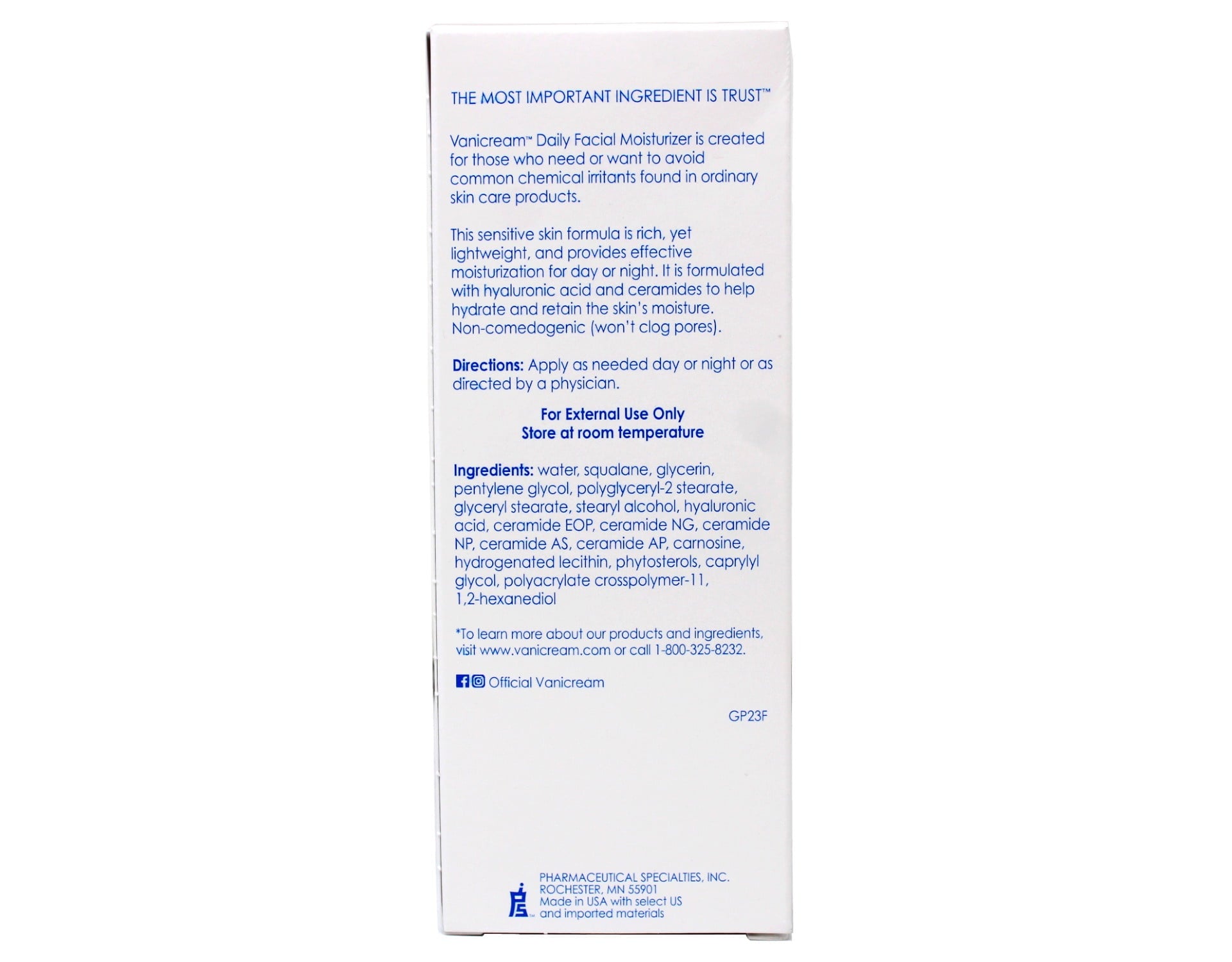6 Pack - Vanicream Daily Facial Moisturizer For Sensitive Skin, Hyaluronic Acid & Ceramides 89 ml / 3 oz