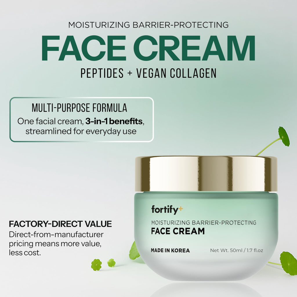 Fortify Skincare Face Cream with Peptides & Collagen – 3-in-1: Detox, Treat, Boost – Hydrating, Firming, Anti-Aging Moisturizer – Dermatologist Tested Korean Skin Care – Vegan, Clean Beauty – 1.7 Oz
